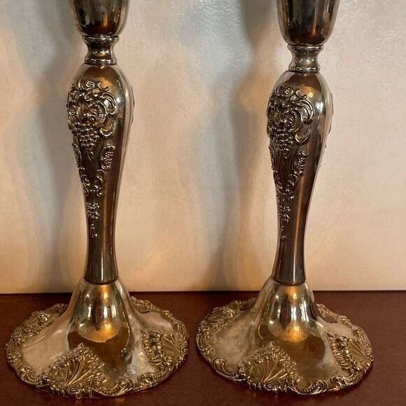 GODINGER vintage silver plate candlesticks pair - Picture 7 of 9
